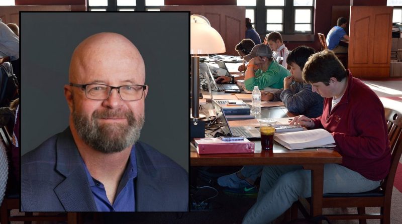 John Kindervag inset over a picture in Torgersen bridge